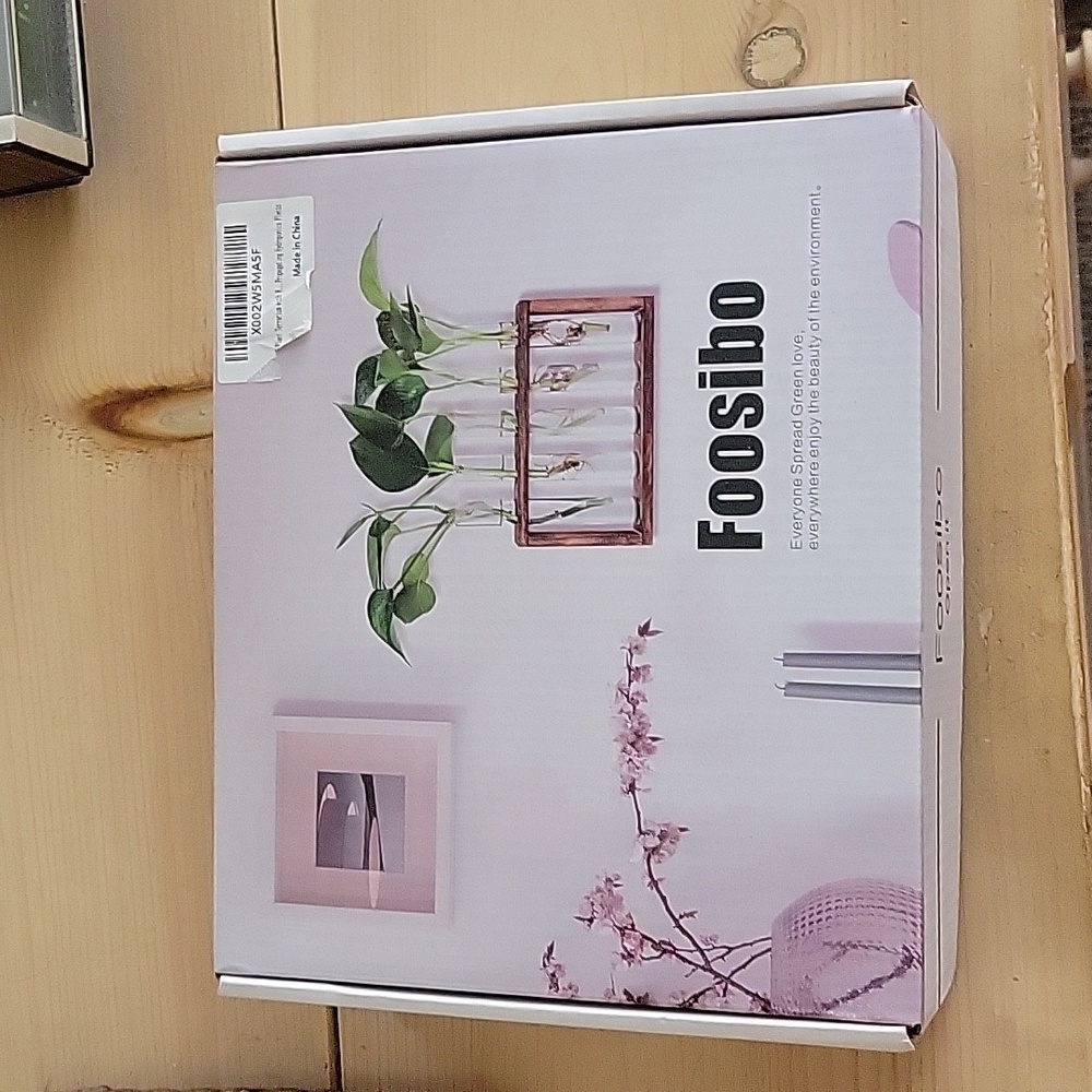 Foosibo Glass & Wood Propogation Station Plant Terrarium- New
